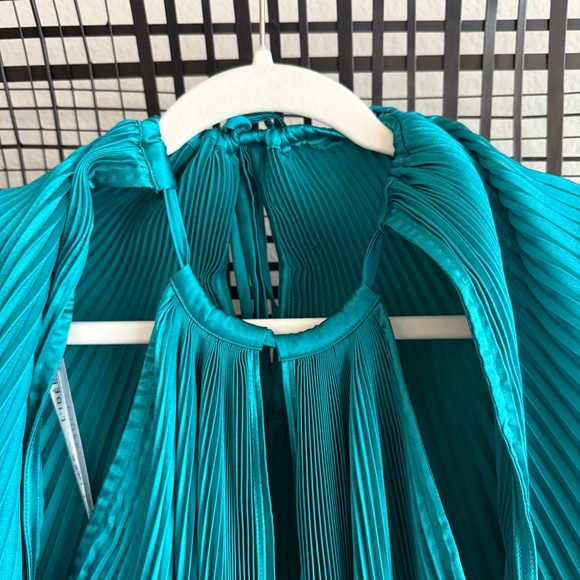 L’IDEE Boheme gown pleated maxi dress with cape in Jewel - Picture 7 of 16